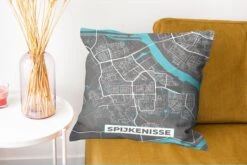Kussenhoes 50x50 Cm - Plattegrond - Spijkenisse - Grijs - Blauw - Katoen / Polyester - Voor Binnen - Stadskaart -Pillowmonkey 1200x802 161