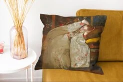 Kussenhoes 50x50 Cm - Meisje In Witte Kimono - Schilderij Van George Hendrik Breitner - Katoen / Polyester - Voor Binnen -Pillowmonkey 1200x802 163