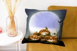 Sierkussens - Kussen - Een Illustratie Van Lachende Pompoenen Tijdens Halloween - 50x50 Cm - Kussen Van Katoen -Pillowmonkey 1200x802 184