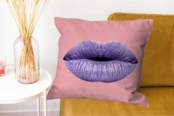 Sierkussens - Kussentjes Woonkamer - 60x60 Cm - Lippen - Pastel - Roze -Pillowmonkey 1200x802 197