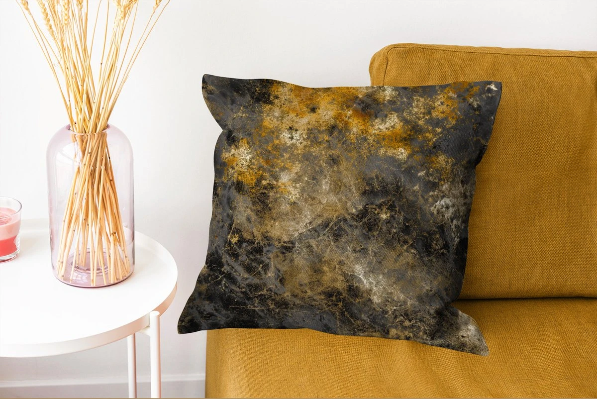 Sierkussens - Kussentjes Woonkamer - 45x45 Cm - Marmer - Goud - Zwart 8 Sierkussens - Kussentjes Woonkamer - 45x45 Cm - Marmer - Goud - Zwart - Afbeelding 6