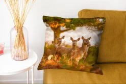 Sierkussens - Kussentjes Woonkamer - 45x45 Cm - Bosdieren - Herten - Licht -Pillowmonkey 1200x802 205