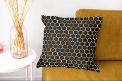 Sierkussens - Kussentjes Woonkamer - 45x45 Cm - Patronen - Hexagon - Goud - Zwart -Pillowmonkey 1200x802 207