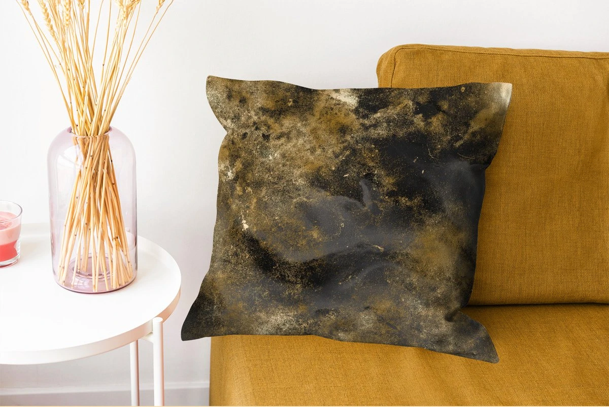 Sierkussens - Kussentjes Woonkamer - 45x45 Cm - Abstract - Goud - Zwart 5 Sierkussens - Kussentjes Woonkamer - 45x45 Cm - Abstract - Goud - Zwart - Afbeelding 3