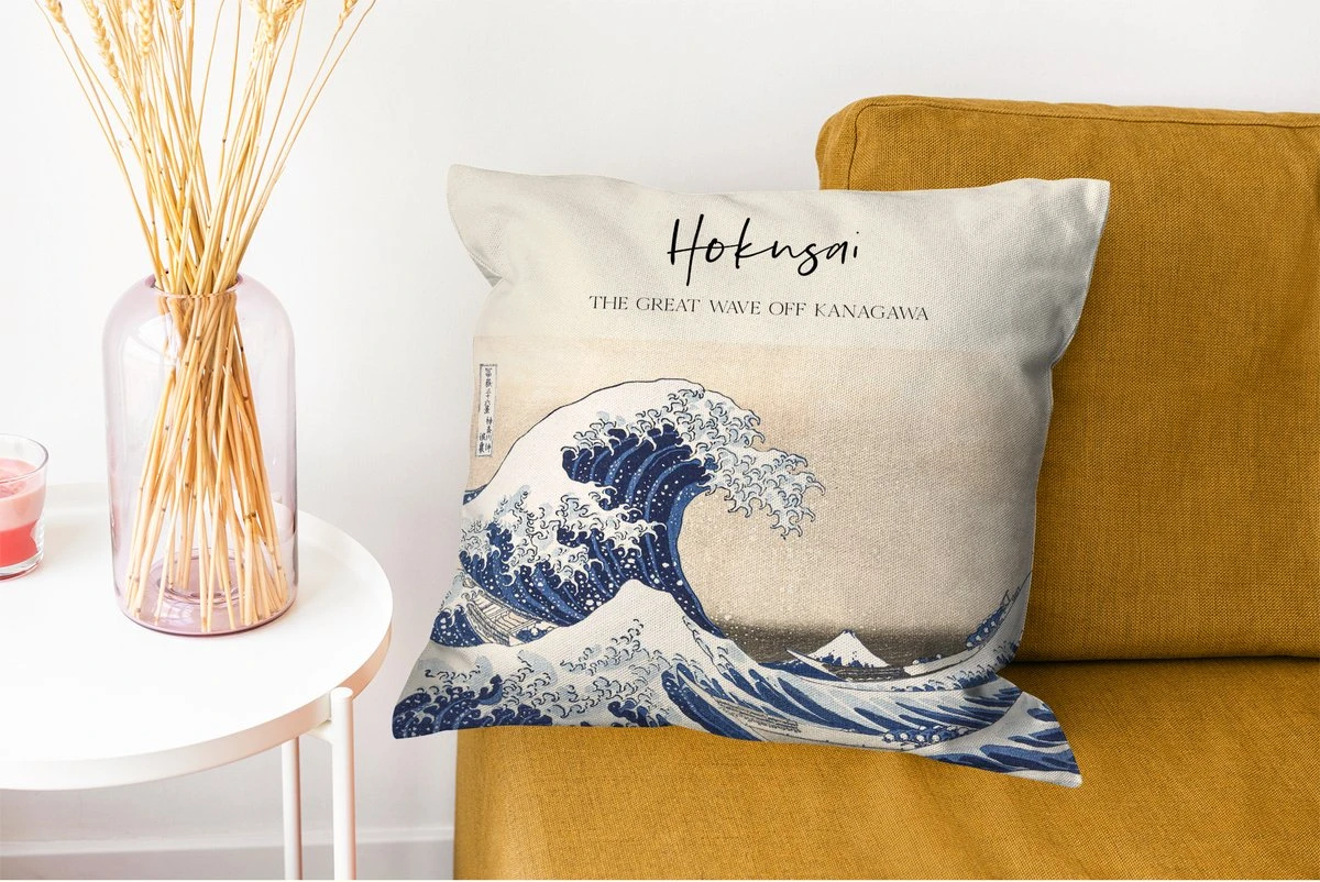 Sierkussens - Kussentjes Woonkamer - 45x45 Cm - De Grote Golf Van Kanagawa - Katsushika Hokusai - Japanse Kunst 4 Sierkussens - Kussentjes Woonkamer - 45x45 Cm - De Grote Golf Van Kanagawa - Katsushika Hokusai - Japanse Kunst - Afbeelding 2