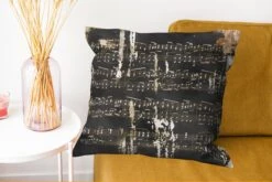 Sierkussens - Kussentjes Woonkamer - 60x60 Cm - Muziek - Goud - Zwart -Pillowmonkey 1200x802 274