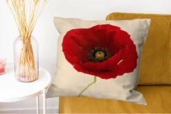 Kussenhoes 60x60 Cm - Close-up Van Een Rode Klaproos - Katoen / Polyester - Voor Binnen -Pillowmonkey 1200x802 29