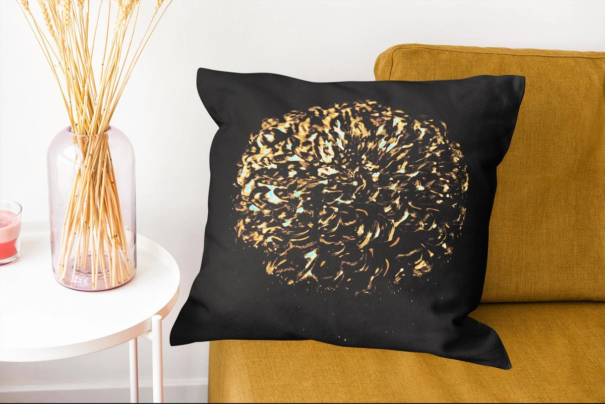 Sierkussens - Kussentjes Woonkamer - 50x50 Cm - Bloemen - Bladeren - Goud 4 Sierkussens - Kussentjes Woonkamer - 50x50 Cm - Bloemen - Bladeren - Goud - Afbeelding 2