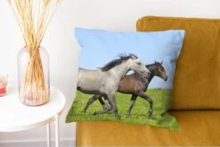 Kussenhoes 45x45 Cm - Paarden - Dieren - Gras - Katoen / Polyester - Voor Binnen -Pillowmonkey 1200x802 40