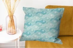 Kussenhoes 60x60 Cm - Vissen - Blauw - Patronen - Katoen / Polyester - Voor Binnen -Pillowmonkey 1200x802 55