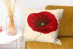 Kussenhoes 50x50 Cm - Close-up Van Een Rode Klaproos - Katoen / Polyester - Voor Binnen -Pillowmonkey 1200x802 57