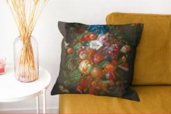 Kussenhoes 45x45 Cm - Festoen Van Vruchten En Bloemen - Schilderij Van Jan Davidsz. De Heem - Katoen / Polyester - Voor Binnen -Pillowmonkey 1200x802 65