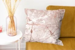 Kussenhoes 50x50 Cm - Marmer - Roze - Rosé - Goud - Katoen / Polyester - Voor Binnen -Pillowmonkey 1200x802 75