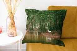 Kussenhoes 50x50 Cm - Reiger - Bos - Meer - Katoen / Polyester - Voor Binnen -Pillowmonkey 1200x802 80