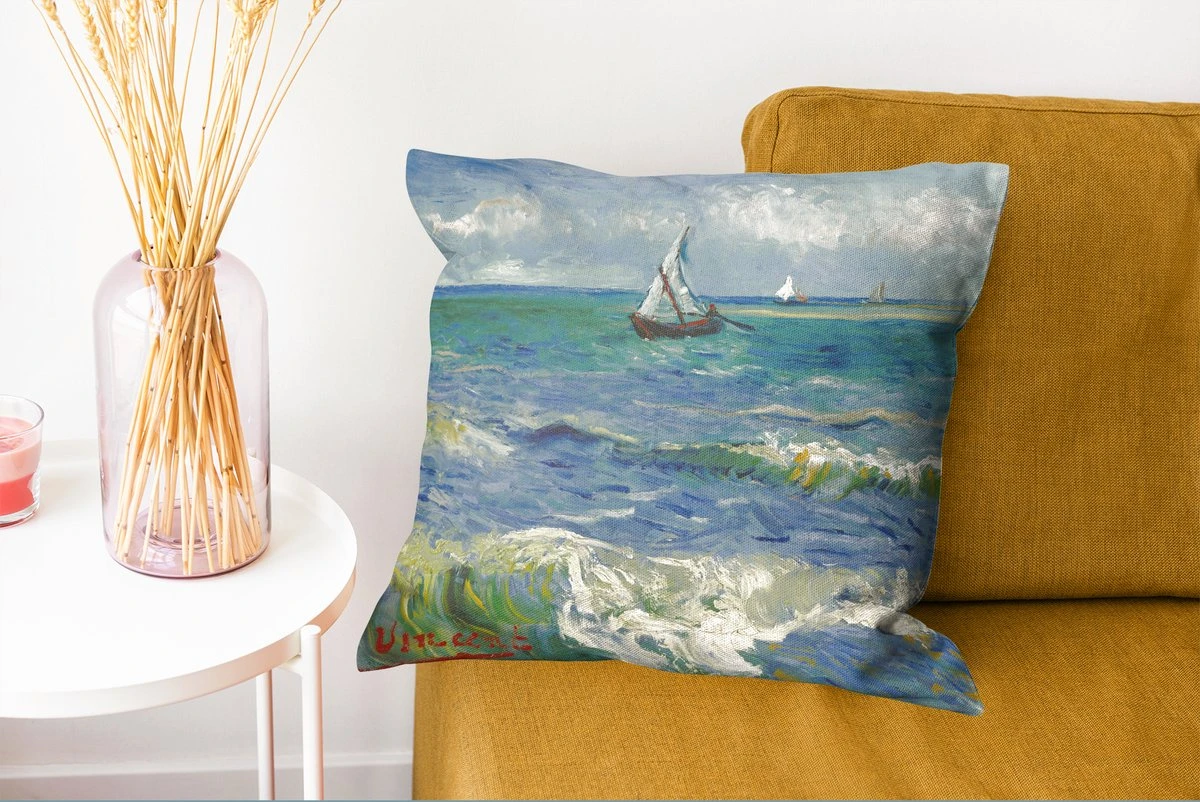 Kussenhoes 45x45 Cm - Zeegezicht Bij Les-Saintes-Maries-de-la-Mer - Schilderij Van Vincent Van Gogh - Katoen / Polyester - Voor Binnen 7 Kussenhoes 45x45 Cm - Zeegezicht Bij Les-Saintes-Maries-de-la-Mer - Schilderij Van Vincent Van Gogh - Katoen / Polyester - Voor Binnen - Afbeelding 5