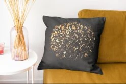 Kussenhoes 45x45 Cm - Bloemen - Bladeren - Goud - Katoen / Polyester - Voor Binnen -Pillowmonkey 1200x802 96