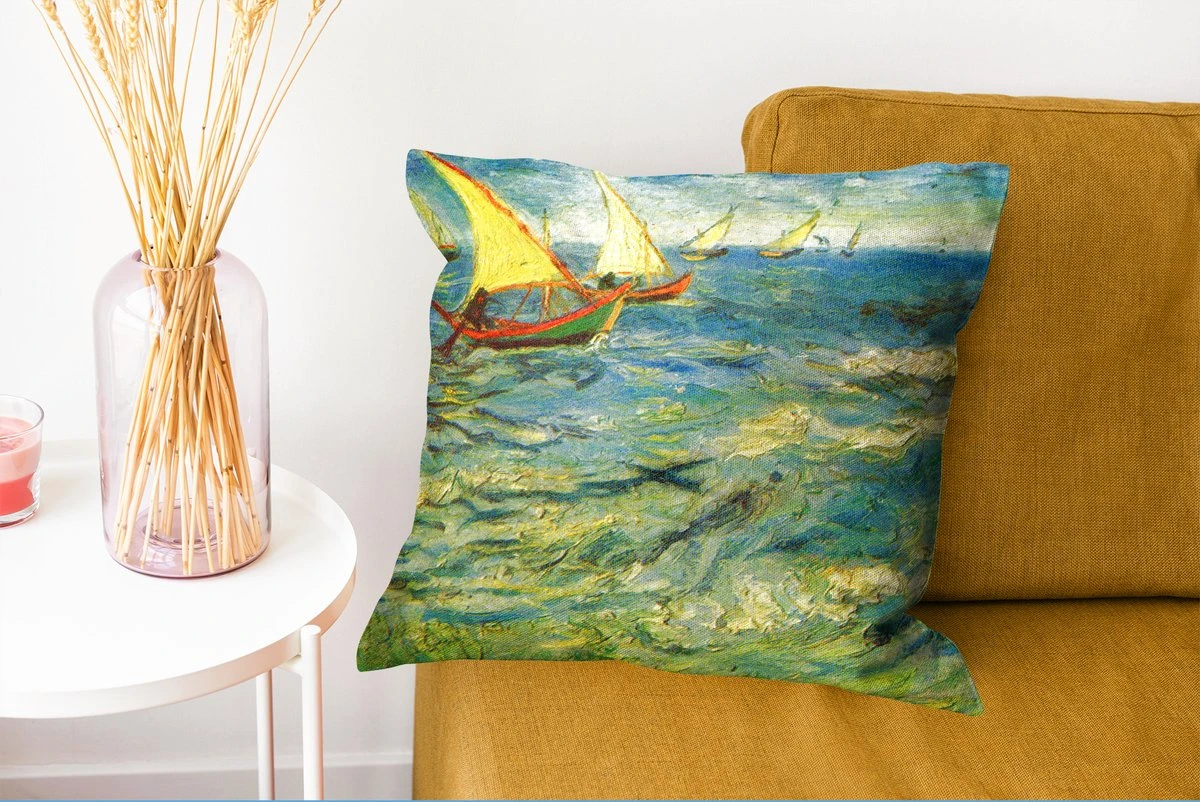 Kussenhoes 45x45 Cm - Vissersboten Op Zee - Schilderij Van Vincent Van Gogh - Katoen / Polyester - Voor Binnen 7 Kussenhoes 45x45 Cm - Vissersboten Op Zee - Schilderij Van Vincent Van Gogh - Katoen / Polyester - Voor Binnen - Afbeelding 5