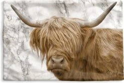 Kussenhoes 60x40 Cm - Schotse Hooglander - Marmer - Dieren - Katoen / Polyester - Voor Binnen