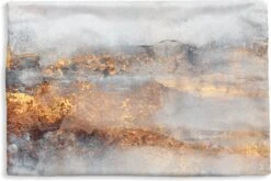 Kussenhoes 60x40 Cm - Mist - Goud - Abstract - Katoen / Polyester - Voor Binnen