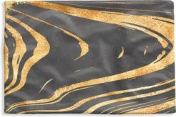 Kussenhoes 60x40 Cm - Goud - Zwart - Abstract - Katoen / Polyester - Voor Binnen