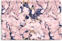 Kussenhoes 60x40 Cm - Marmer - Goud - Roze - Blauw - Patronen - Katoen / Polyester - Voor Binnen