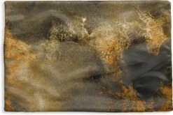 Kussenhoes 60x40 Cm - Goud - Abstract - Verf - Zwart - Katoen / Polyester - Voor Binnen
