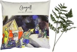 Sierkussens - Kussentjes Woonkamer - 50x50 Cm - Chagall - Winter In Vitebsk - Schilderij