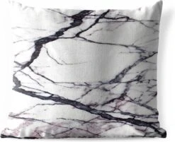 Pillowmonkey 28 Buitenkussen - Marmer - Wit - Zwart - 45x45 Cm - Weerbestendig