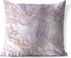 Tuinkussen - Marmer - Lila - Goud - 40x40 Cm - Weerbestendig