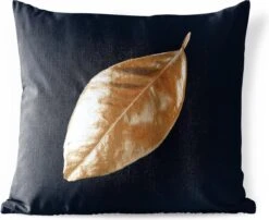 Buitenkussens - Tuin - Goud Blad Met Een Zwarte Achtergrond - 40x40 Cm
