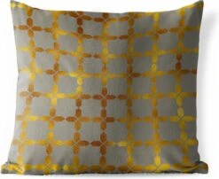 Buitenkussen Weerbestendig - Patronen - Luxe - Grijs - Goud - 50x50 Cm