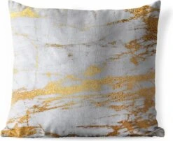 Pillowmonkey 42 Buitenkussen Weerbestendig - Marmer - Goud - Grijs - Steen - 50x50 Cm
