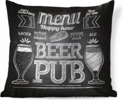 Sierkussens - Kussen - Een Illustratie Van Een Bar Bord Met Krijt - 60x60 Cm - Kussen Van Katoen -Pillowmonkey 1200x979 18