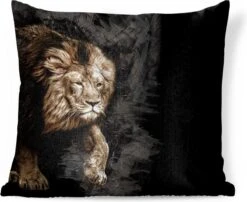 Sierkussens - Kussentjes Woonkamer - 60x60 Cm - Leeuw - Dieren - Zwart -Pillowmonkey 1200x979 19