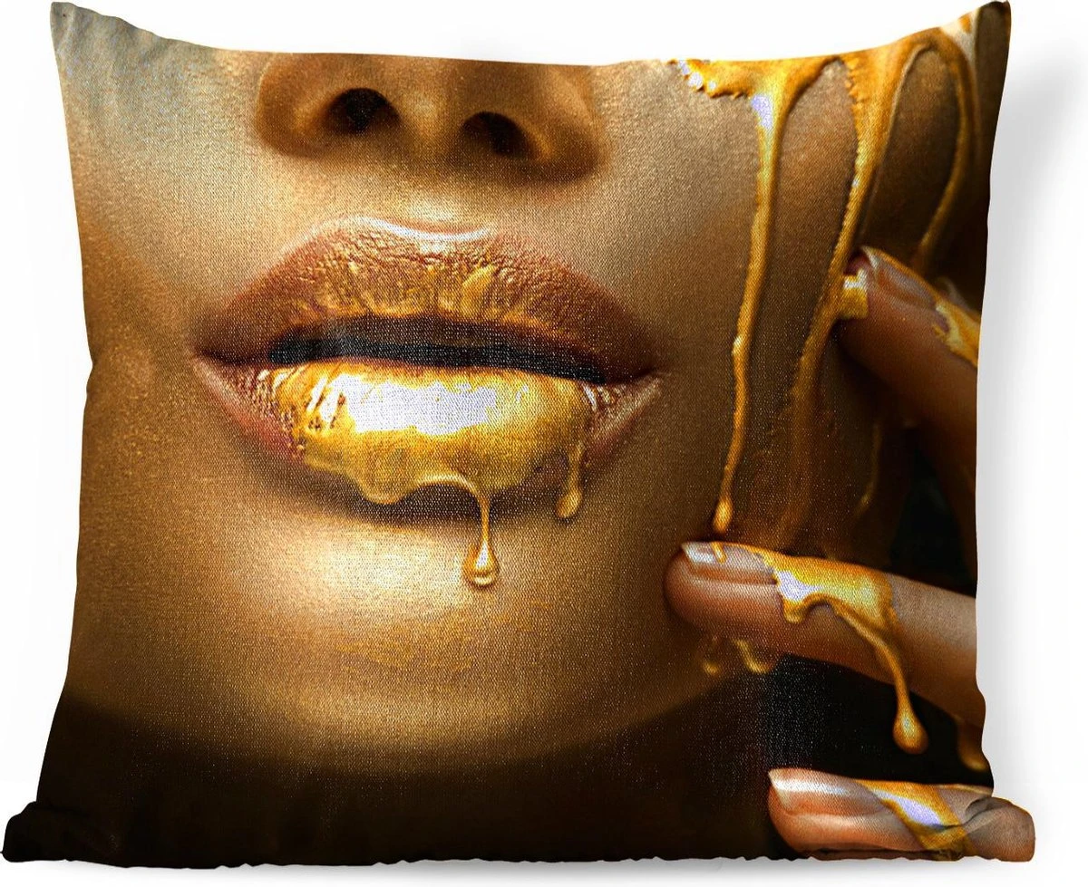 Sierkussen - Kussens Vrouw Verf - Goud - 50 Cm X 50 Cm 12 Sierkussen - Kussens Vrouw Verf - Goud - 50 Cm X 50 Cm - Afbeelding 10