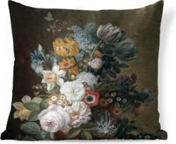 Sierkussens - Kussentjes Woonkamer - 40x40 Cm - Stilleven Met Bloemen - Schilderij Van Eelke Jelles Eelkema -Pillowmonkey 1200x979 22