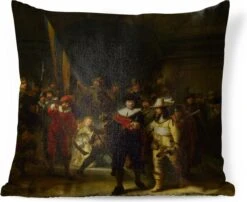 Sierkussens - Kussen - De Nachtwacht - Schilderij Van Rembrandt Van Rijn - 40x40 Cm - Kussen Van Katoen
