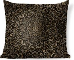 Sierkussens - Kussen - Gouden Patroon Op Een Zwarte Achtergrond - 60x60 Cm - Kussen Van Katoen -Pillowmonkey 1200x979 26