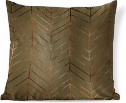 Sierkussens - Kussentjes Woonkamer - 50x50 Cm - Patronen - Luxe - Brons - Groen