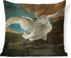 Sierkussens - Kussentjes Woonkamer - 45x45 Cm - De Bedreigde Zwaan - Schilderij Van Jan Asselijn -Pillowmonkey 1200x979 33