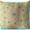 Buitenkussens - Tuin - Vierkant Patroon Met Een Oranje Mandala Op Een Lichtblauwe Achtergrond - 60x60 Cm -Pillowmonkey 1200x979 51