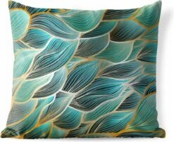 Buitenkussens - Tuin - Gouden Golven Op Een Blauwe Achtergrond - 40x40 Cm