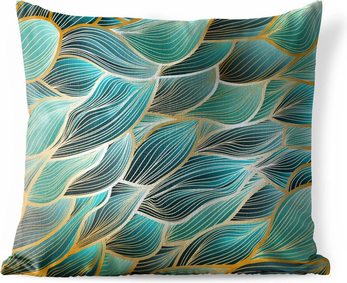 Buitenkussens - Tuin - Gouden Golven Op Een Blauwe Achtergrond - 40x40 Cm 3 Buitenkussens - Tuin - Gouden Golven Op Een Blauwe Achtergrond - 40x40 Cm