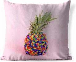 Buitenkussens - Tuin - Een Ananas Bedekt Met Gekleurde Balletjes - 60x60 Cm