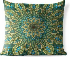 Buitenkussens - Tuin - Mandala Met Bloemdetails - 40x40 Cm