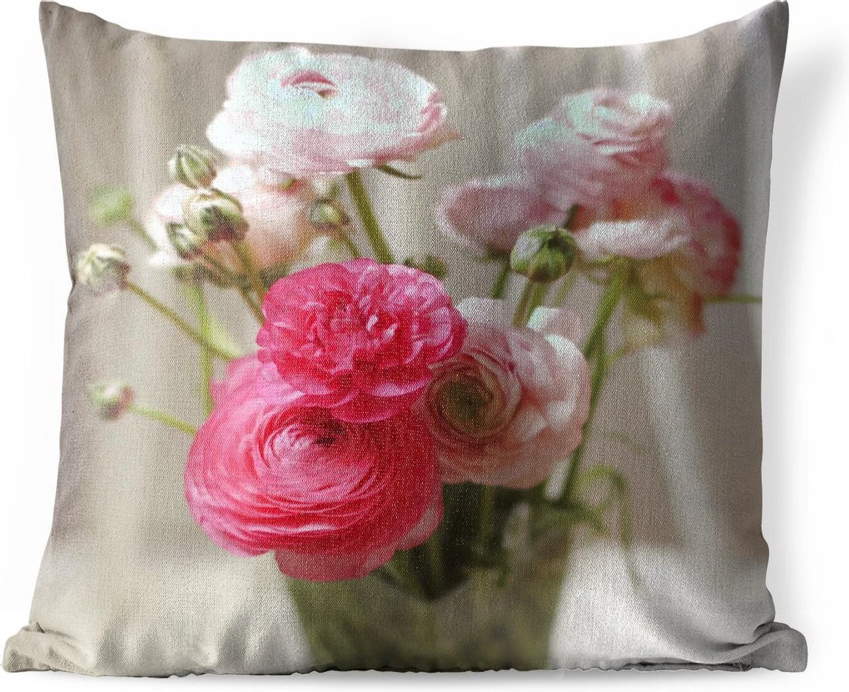 Buitenkussens - Tuin - Roze Boterbloemen Op Een Wazige Achtergrond - 40x40 Cm 3 Buitenkussens - Tuin - Roze Boterbloemen Op Een Wazige Achtergrond - 40x40 Cm