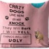 Buitenkussens - Tuin - Honden Quote 'Crazy Dogs Live Here' En Een Roze Achtergrond Met Vliegende Honden - 40x40 Cm -Pillowmonkey 1200x979 68