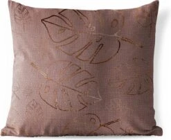 Sierkussen Buiten - Patronen - Roze - Brons - Luxe - 60x60 Cm - Weerbestendig