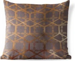 Pillowmonkey 34 Buitenkussen - Patroon - Goud - Paars - 45x45 Cm - Weerbestendig