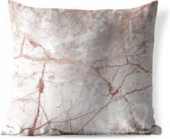 Sierkussen Buiten - Marmer - Roze - Rosé - Goud - 60x60 Cm - Weerbestendig